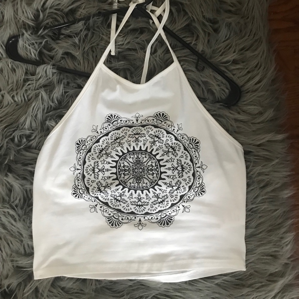 black and white halter top
